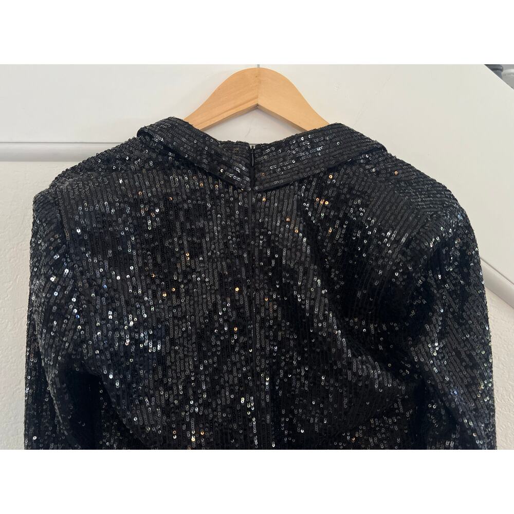 Eliza J Sequin Button Down Coat Dress Womens Size 8 Y2K Glam Party Event Black - Picture 11 of 15